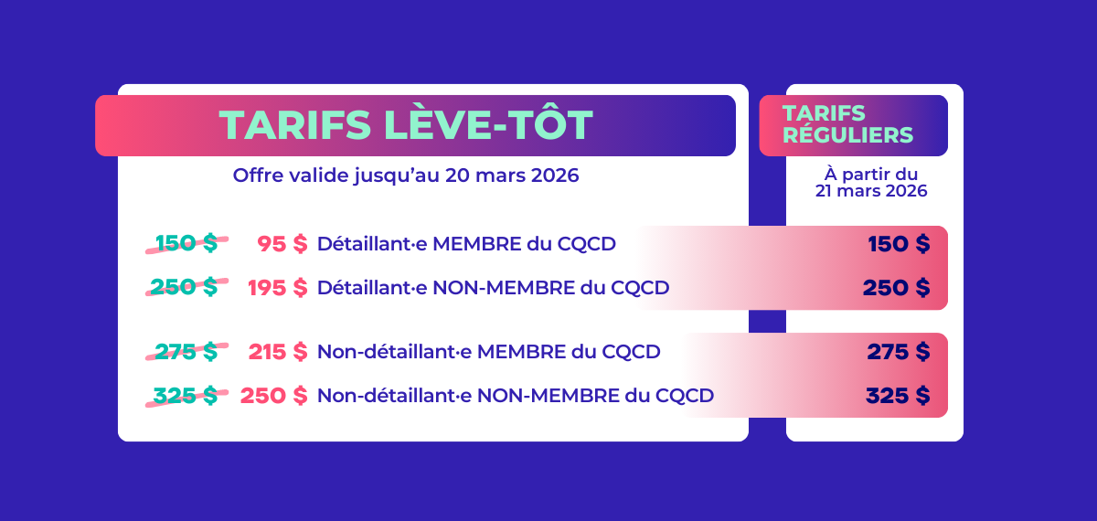 Tarifs prévente - Journée RH 2026 pour le commerce de détail - CQCD - 23 avril 2026